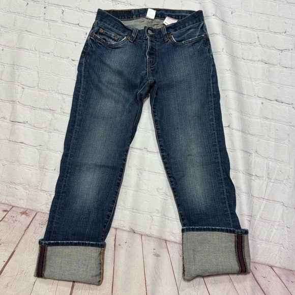 LUCKY BRAND SWEET DREAM CUFF CROP women’s Stylish Blue Denim Jeans size 4/27 GUC - Picture 1 of 15